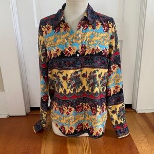 Roper‎ Bold Floral Print Button Down Long Sleeve Shirt Medium